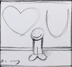 Love Letter (study) by Doug Hyde - Original Drawing on Mounted Paper sized 6x5 inches. Available from Whitewall Galleries